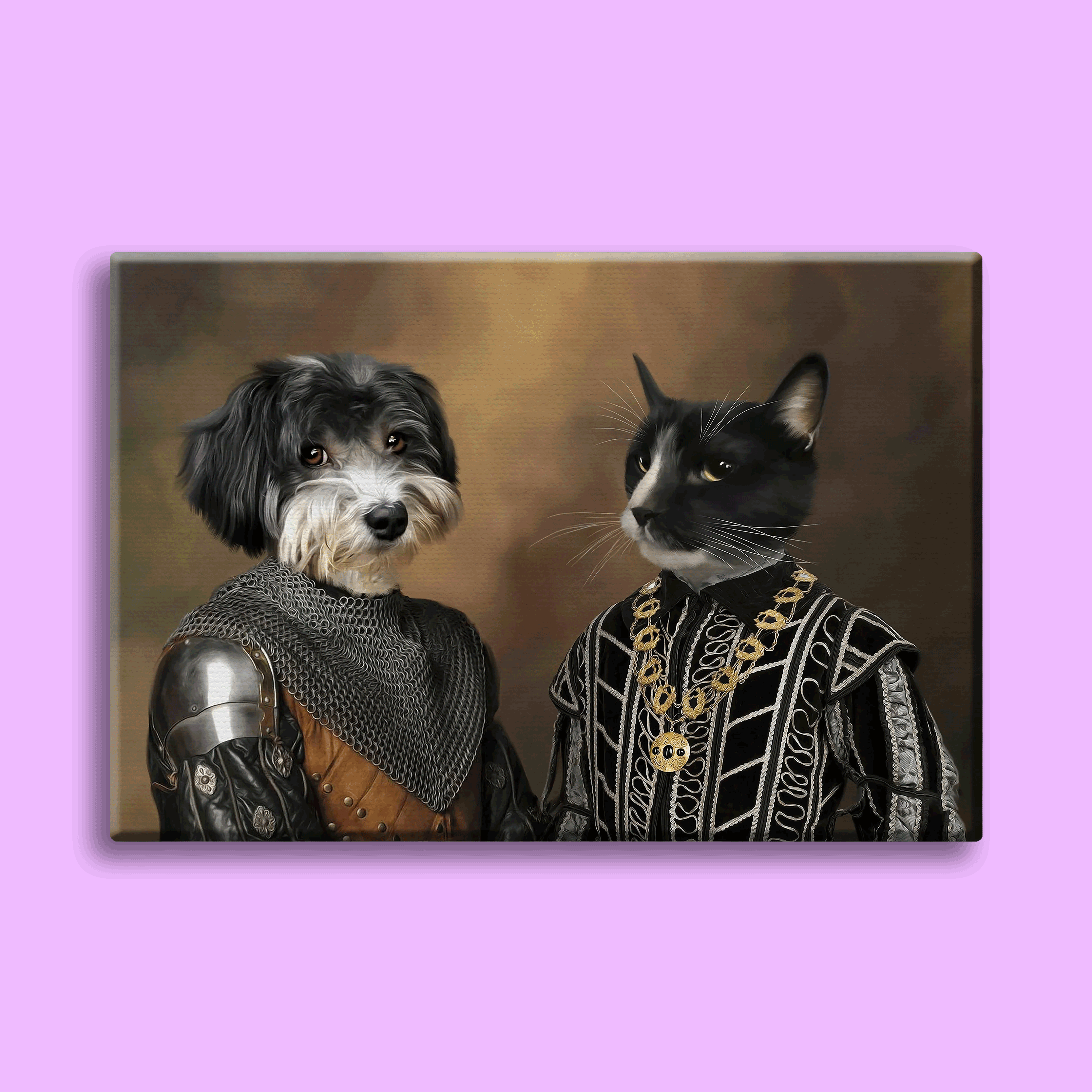 The Majestic Pair – Custom Multi-Pet Royal Portrait